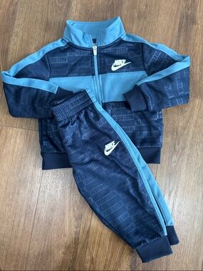 Nike Navy and Light Blue Track Jacket & Pants Set